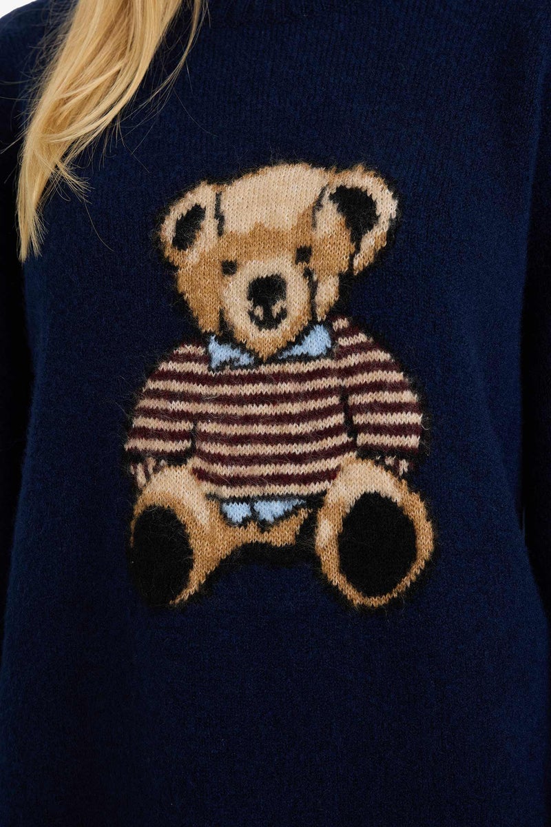 DeFacto Blue Woman Regular Fit Crew Neck Pullover Casual - Image 5